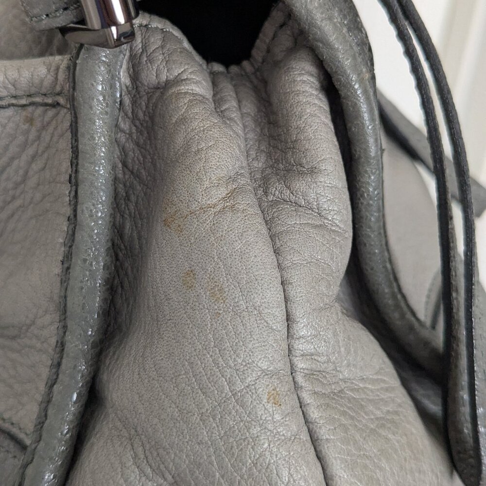 2000s Mulberry Gray Leather Large 2-Way Bag Shoulder Bag Top Handle Bag - Picture 11 of 16